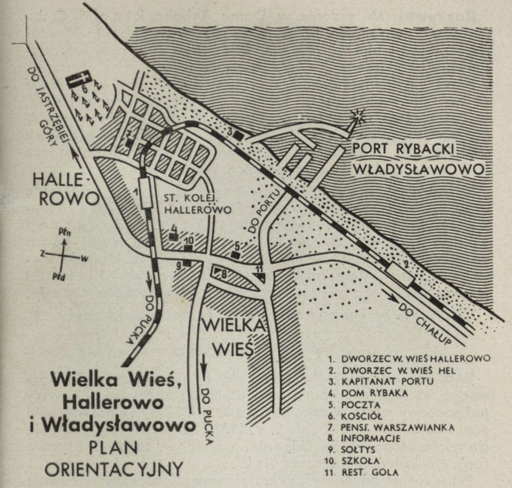 Mapa miejscowości w dzisiejszym władysławowie
